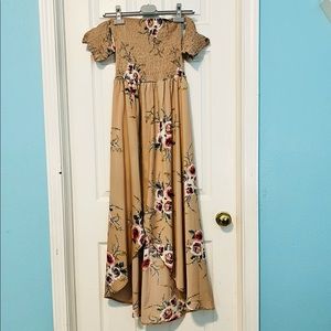 Beachy high low dress. Off the shoulder look. Size M.  Excellent condition.
